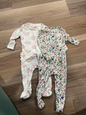 Angel Dear Pink Whale & Posh Peanut Disne Print Baby One-Piece Sleepers - 2 Pack